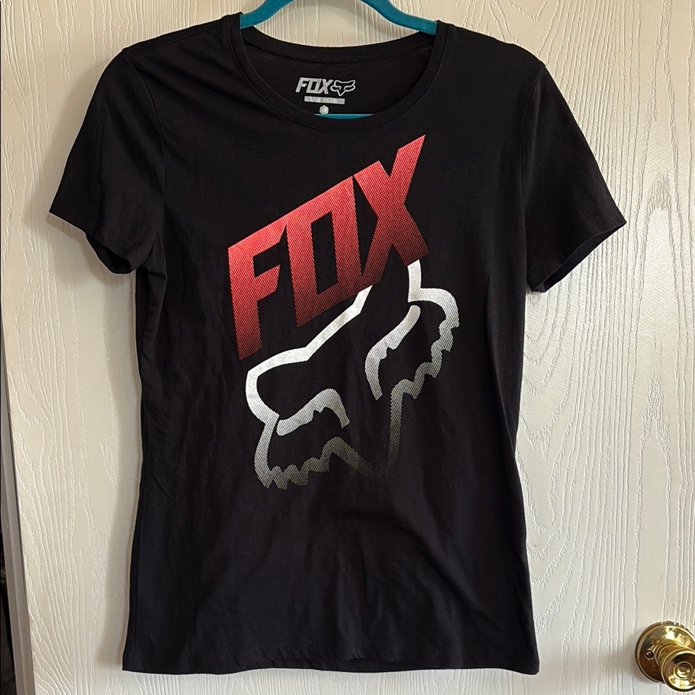 Fox Black Tee with Red and White Logo
